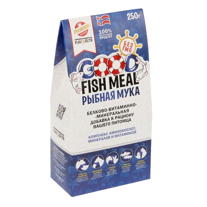 Рыбная мука GOOD FISH MEAL белково-витаминно-минеральная добавка, 250г