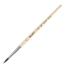 Кисть Белка круглая, Roubloff серия 1410 № 4, ручка короткая пропитана лаком, белая обойма