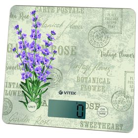 Весы кухонные Vitek VT-8020, электронные, до 10 кг, рискнок "Цветы"