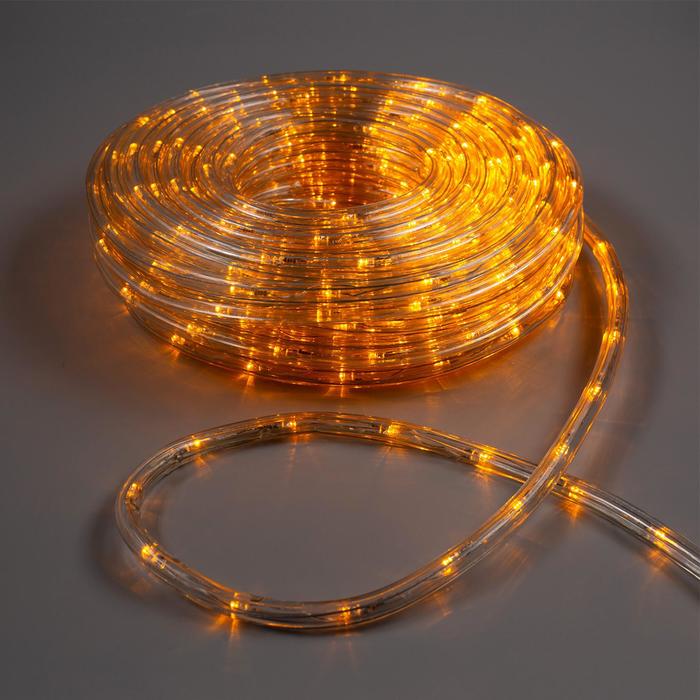 Световой шнур Luazon Lighting 10 мм, IP44, 20 м, 24 LED/м, 220 В, 8 режимов, свечение жёлтое - фото 539748