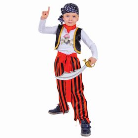 Карнавальный костюм "Пират", джемпер, брюки, пояс, маска, бандана, наглазник, клипса, сабля, р-р 30, рост 116 см в Донецке