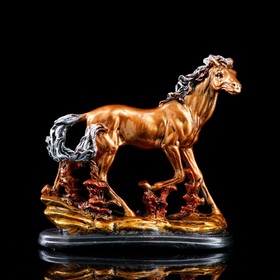 Статуэтка "Конь бегущий", бронзовая, гипс, 30 см, микс