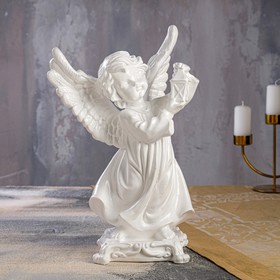 Сувенир "Ангел с фонарем", белый, 35 см