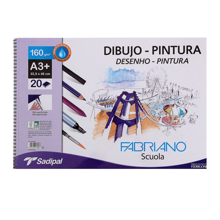 Альбом для смешанных техник А3+ Fabriano Dibujo-Pintura 20 листов 160 г/м2 перфорация
