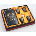 Набор 6в1 (фляжка 270 мл+воронка+4 рюмки), герб СССР, чёрный, 17х23 см