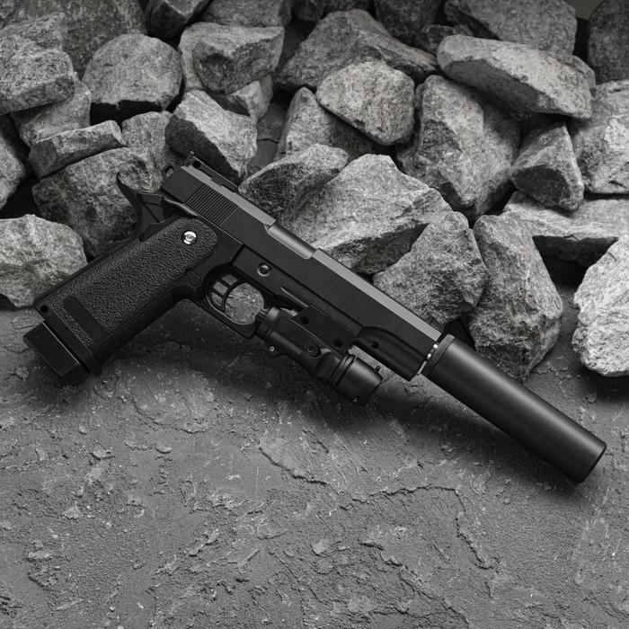 Пистолет страйкбольный "Galaxy" Colt 11PD, с глушителем, с лазерным прицелом, кал. 6 мм - фото 703154