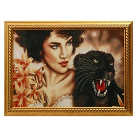 Гобеленовая картина "Дама с пантерой"40х57 (47*64) см в Донецке