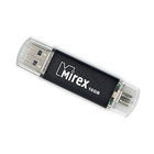 Флешка USB2.0 Mirex SMART BLACK, 16 Гб, USB/microUSB, чт до 25 Мб/с, зап до 15 Мб/с, черная