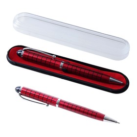 Ручка шариковая, подарочная, поворотная, в пластиковом футляре, бордовая с серебристыми вставками, «Шотландка» (4 шт)