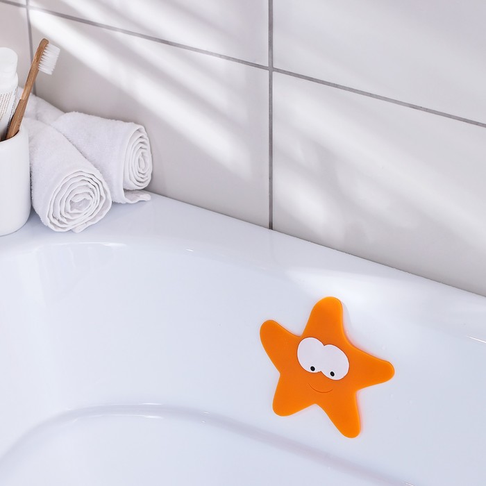 Мини-коврик для ванны Доляна «Морская звезда», 12×13 см, цвет оранжевый
