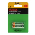 Аккумулятор Kodak, Ni-Mh, AAA, HR03-2BL, 1.2В, 650 мАч, блистер, 2 шт. - фото 4314274