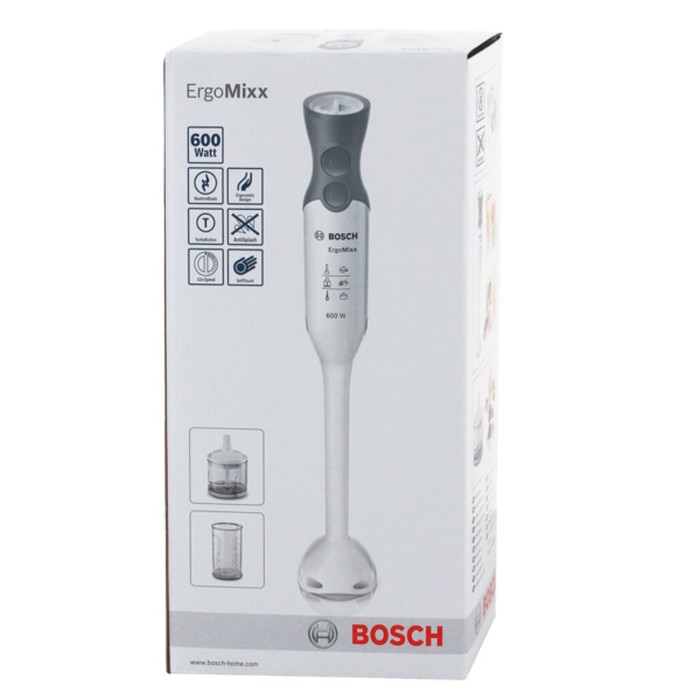 Блендер Bosch MSM 66050 RU, 600 Вт, погружной, 12 скоростей, 3 насадки, белый/серый 1854324 - фото 42714