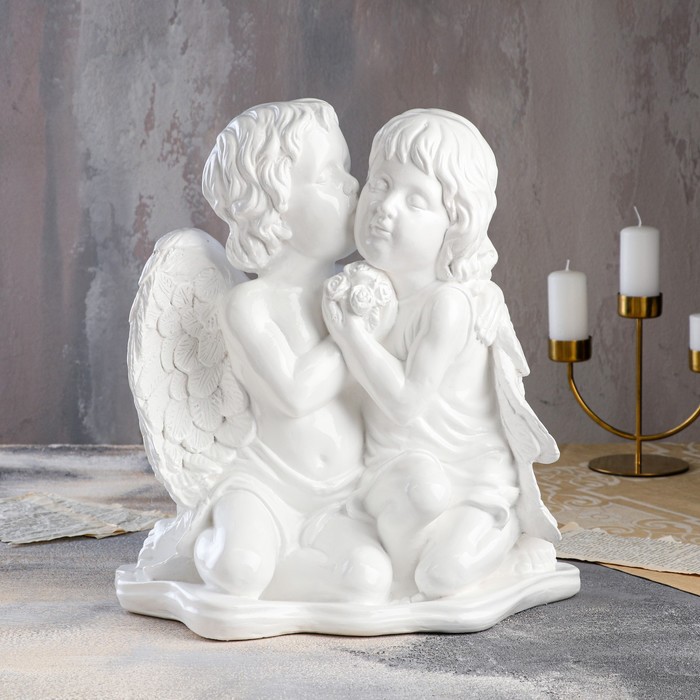 Статуэтка "Ангелы пара", белая, 39 см - фото 797754035