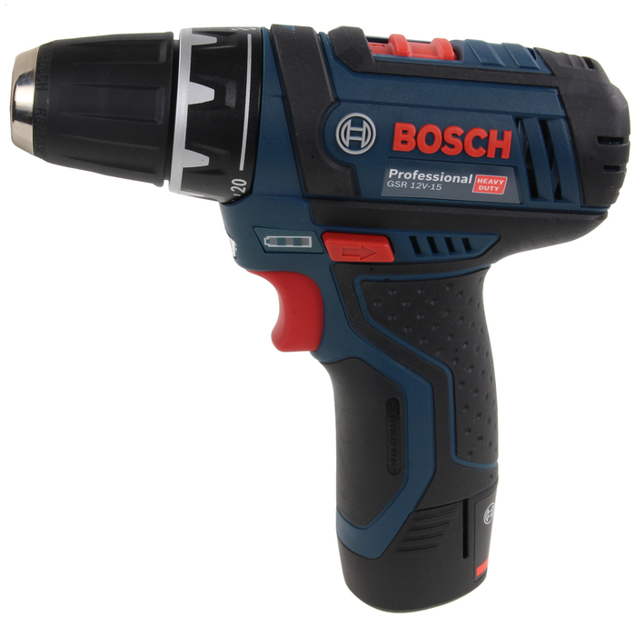 Аккумуляторная дрель-шуруповерт Bosch GSR 12V-15 (0601868122), 2*2 Ач, 1300 об/мин