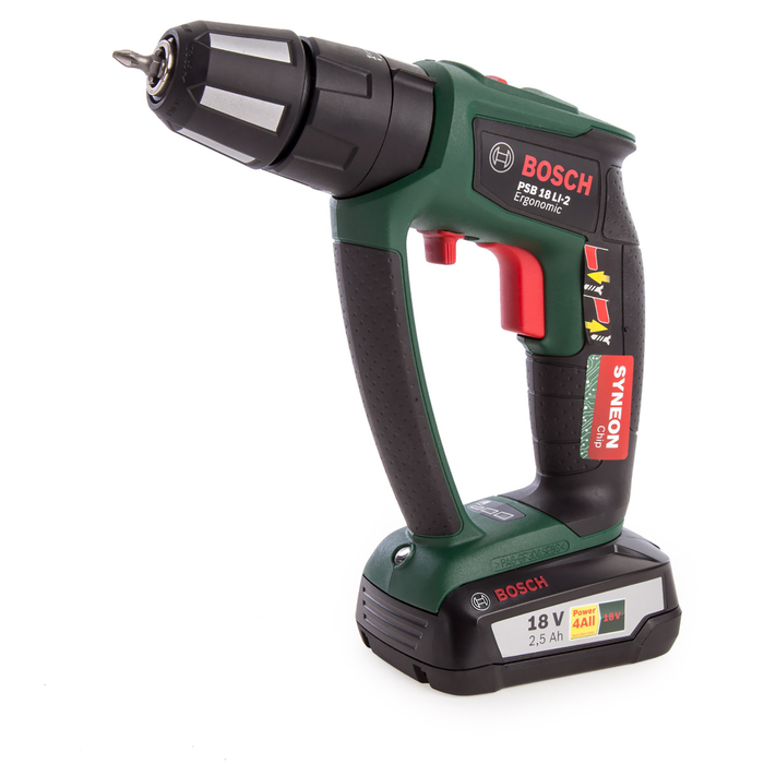 Аккумуляторная дрель-шуруповерт Bosch PSB 18 LI-2 Ergonomic (06039B0301), 2 акк.