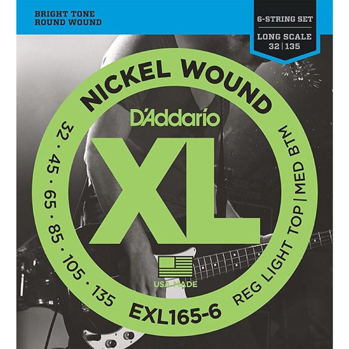 Струны для 6-струнной бас-гитары D`Addario EXL165-6 XL NICKEL WOUND 6-string Long RLTMB 32-135   175