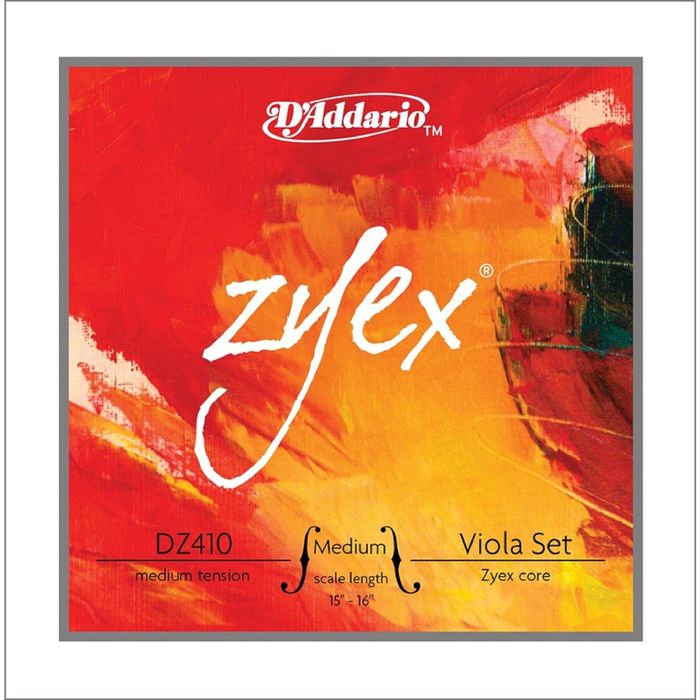 Комплект струн для альта D`Addario DZ410-MM Zyex, среднего размера, среднее натяжение