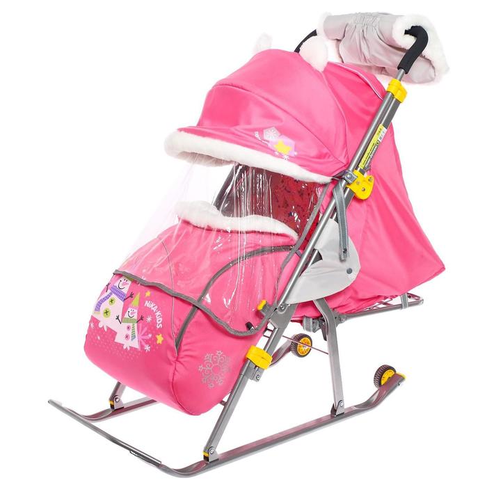 Санки коляска «Ника детям 6», цвет розовый - фото 797756327