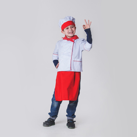 Children's carnival costume "Chef" hat, jacket, apron, kerchief, 4-6 years old, height 110-122 cm