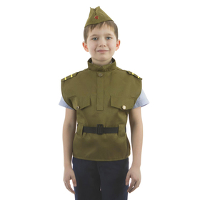 Костюм детский "Солдат", жилет, пилотка, рост 110-122 см, 5-7 лет