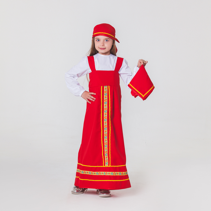 Карнавальный костюм «Матрёшка», платок, сарафан, косынка, рубашка, рост 122-128 см, 6-7 лет - фото 894332