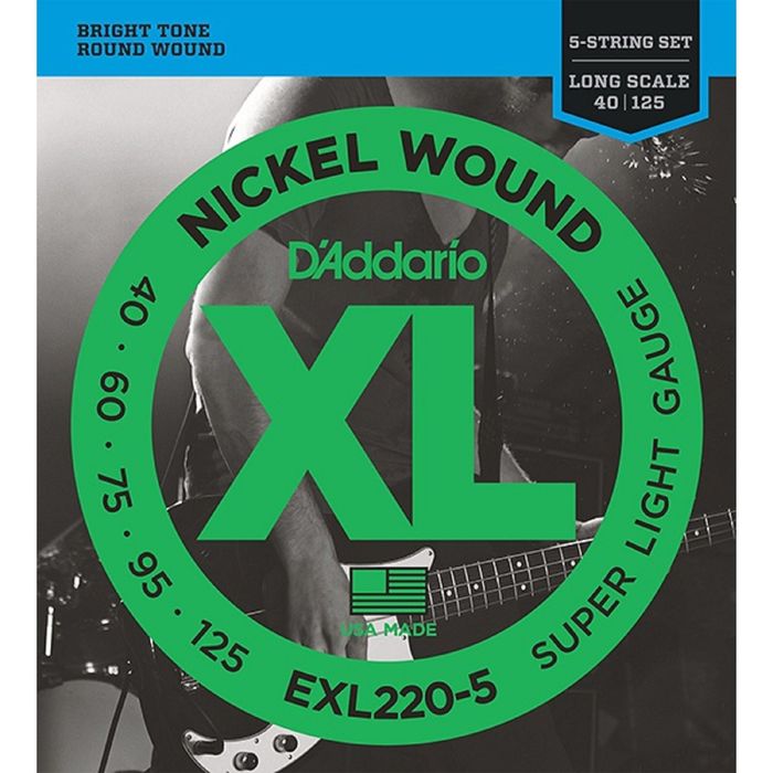 Комплект струн для 5-струнной бас-гитары D'Addario EXL220-5 Nickel Wound