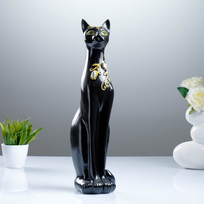 Сувенир "Кошка Дарья" чёрная, декор, микс