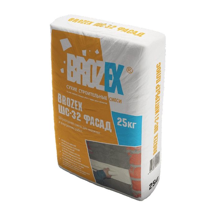 Смесь штукатурная для наружных и внутренних работ Brozex ШС-32, 25 кг .