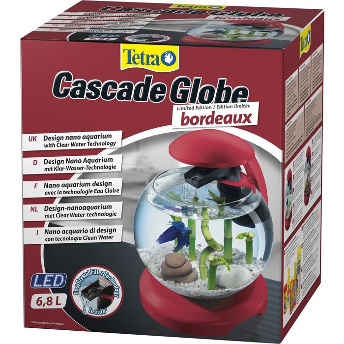 Аквариум Tetra Cascade Globe  6,8л круглый с LED светильником, бордовый