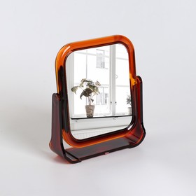 Mirror on stand, double sided, with an increase of the mirror surface is 8.5 × 10.5 cm, color amber