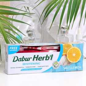 Набор Dabur Herb'l соль и лимон: зубная паста, 150 г + зубная щётка