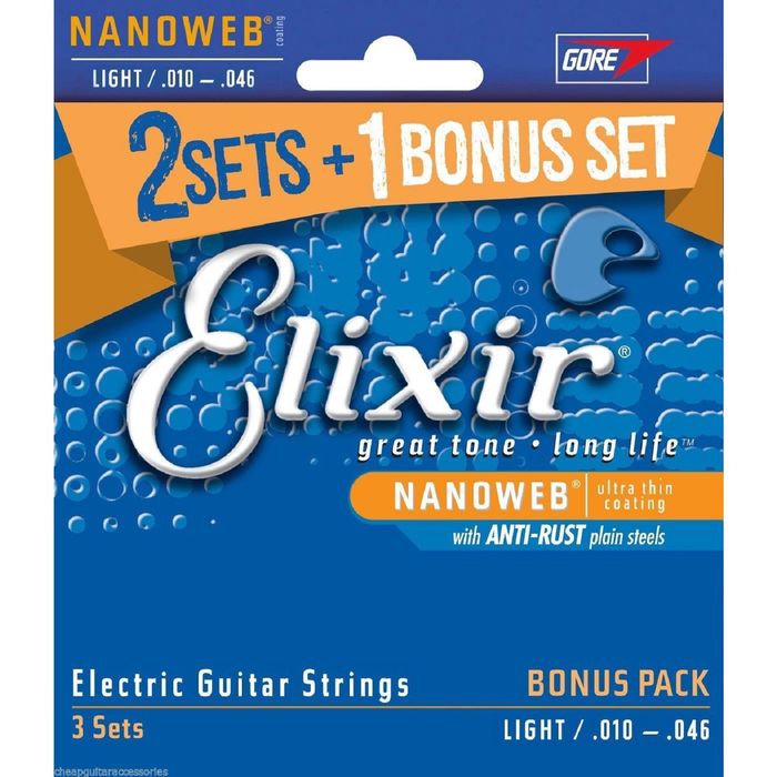 Cтруны для электрогитары Elixir 16542 NANOWEB, Light, 10-46