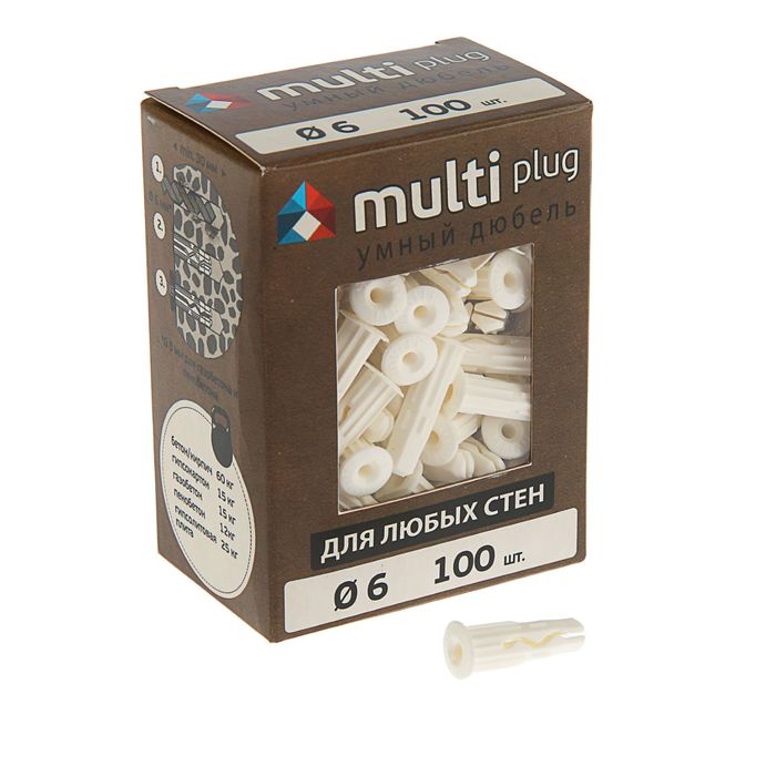 Дюбель MULTI plug 6х25 мм, в упаковке 100 шт.