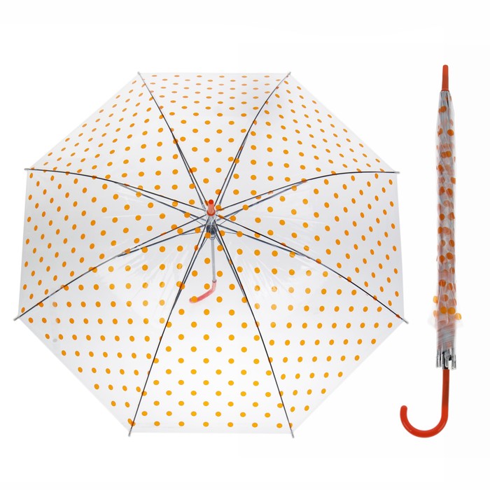 Зонт детский полуавтоматический &quot;Горошек&quot;, r=45см, цвет оранжевый