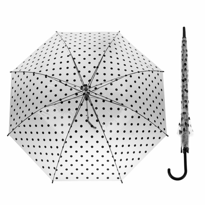 Зонт детский полуавтоматический &quot;Горошек&quot;, r=45см, цвет чёрный