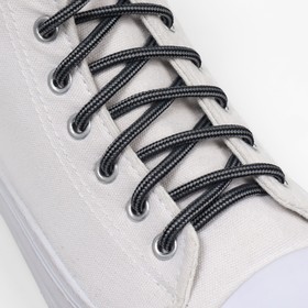 Шнурки для обуви, круглые, d = 4,5 мм, 120 см, пара, цвет чёрно-серый