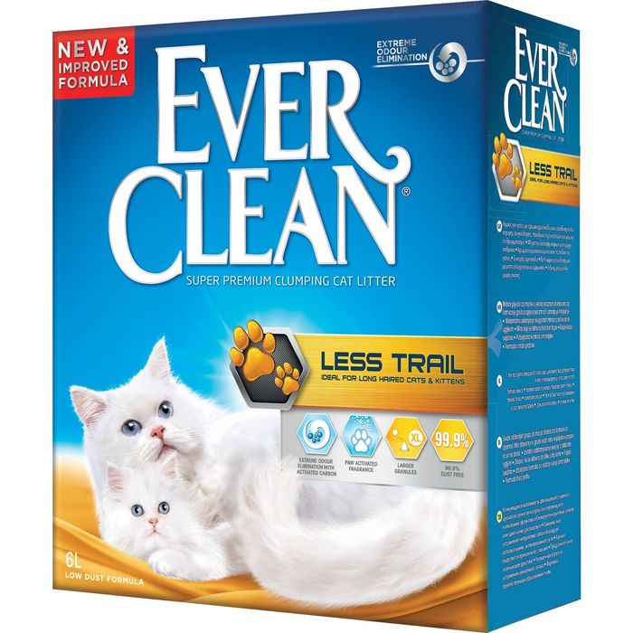 Наполнитель комкующийся Ever Clean Less Trail для котят и длинношерстных кошек, 6 л