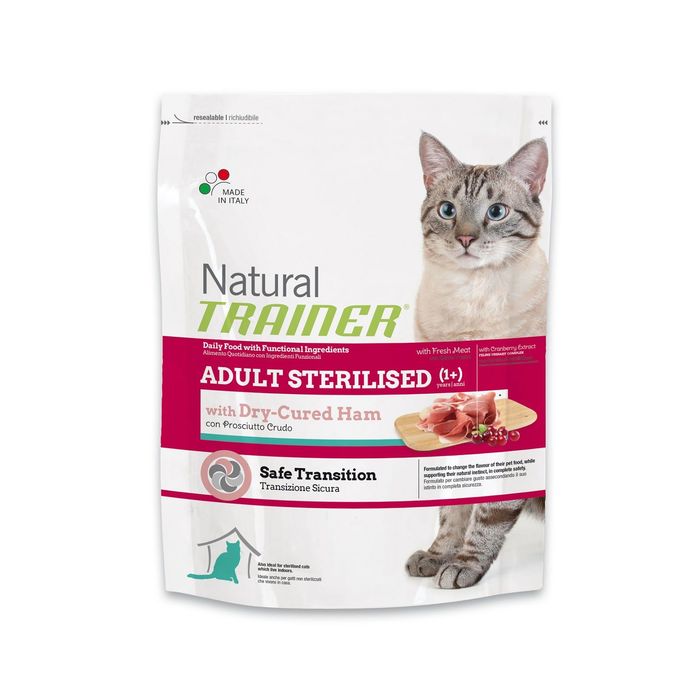 Сухой корм Trainer Natural Adult Sterilised для стерилизованных кошек с сыровяленной ветчиной, 300 г