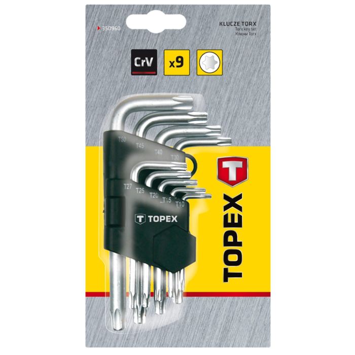 Ключи шестигранные TOPEX, Torx T10-T50, набор 9 шт