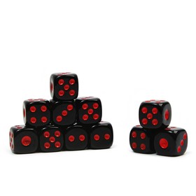 Кости игральные 1.2х1.2 см, черные, красные точки, фасовка 100 шт в Донецке