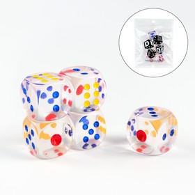 Кости игральные 2.5х2.5 см, прозрачные, набор 5 шт в Донецке