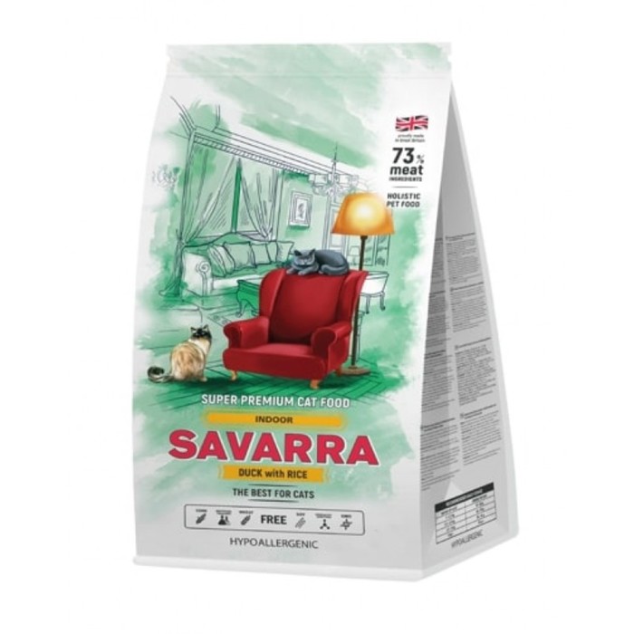 Сухой корм SAVARRA Indor Adult Cat для взрослых кошек, утка/рис, 15 кг