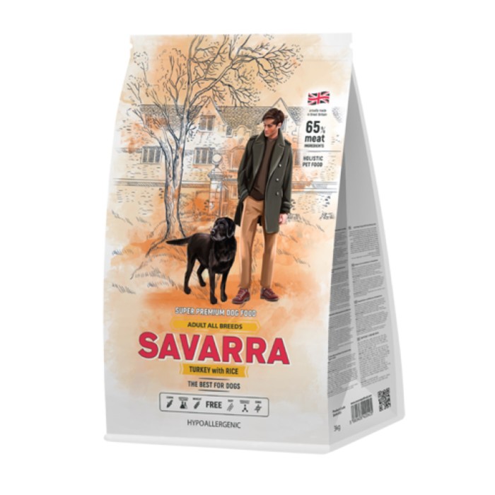 Сухой корм SAVARRA Adult Dog Turkey Сухой корм для взрослых собак, 1кг, Индейка/рис