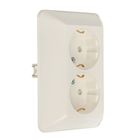 Розетка "Прима" SchE RS16-212-BI, 16 А, двухместная, скрытая, с з/к, шторки, цвет белый