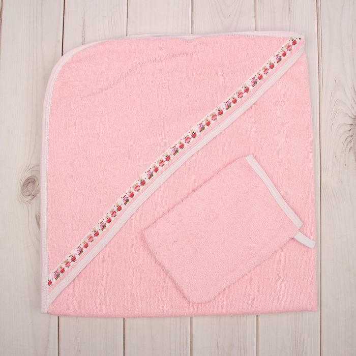 Комплект для купания (2 предмета), размер 80*80 см, цвет розовый М.713