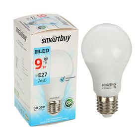 LED lamp Smartbuy, A60, E27, 9 W, 4000 K, daylight white. 