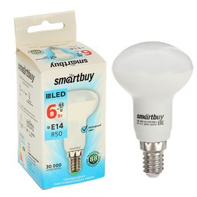 Лампа cветодиодная Smartbuy, R50, 6 Вт, E14, 4000 К, дневной белый свет