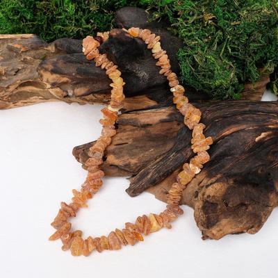 Beads "raw amber", bright, color cognac, 45cm