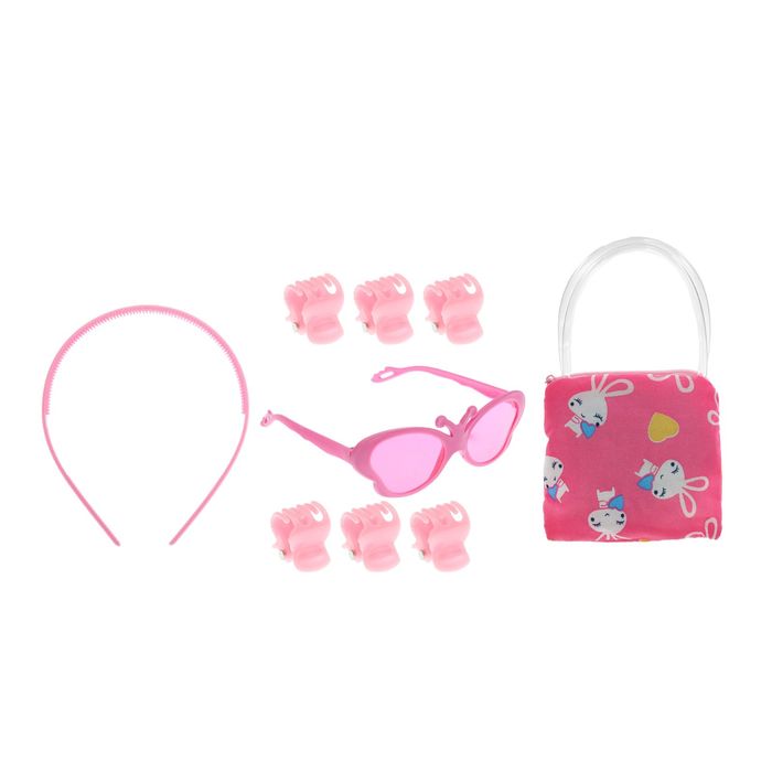 Набор для девочки &quot;Бабочка&quot;, 9 предметов: 6 крабов, очки, ободок, сумочка