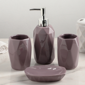 Набор аксессуаров для ванной комнаты «Изящный стиль», 4 предмета (дозатор 400 мл, мыльница, 2 стакана), цвет МИКС